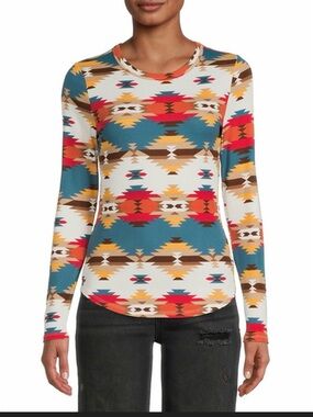 2 for $10 sale: No Boundaries Crew Ribbed Long Sleeve Tee Aztec print - XXXL